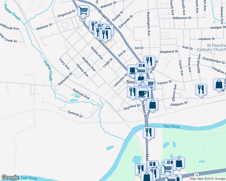 map of restaurants, bars, coffee shops, grocery stores, and more near 216 Mineral Street in South Boston