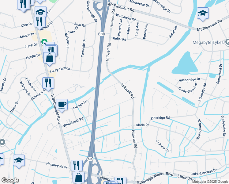 map of restaurants, bars, coffee shops, grocery stores, and more near 704 Timmons Court in Chesapeake