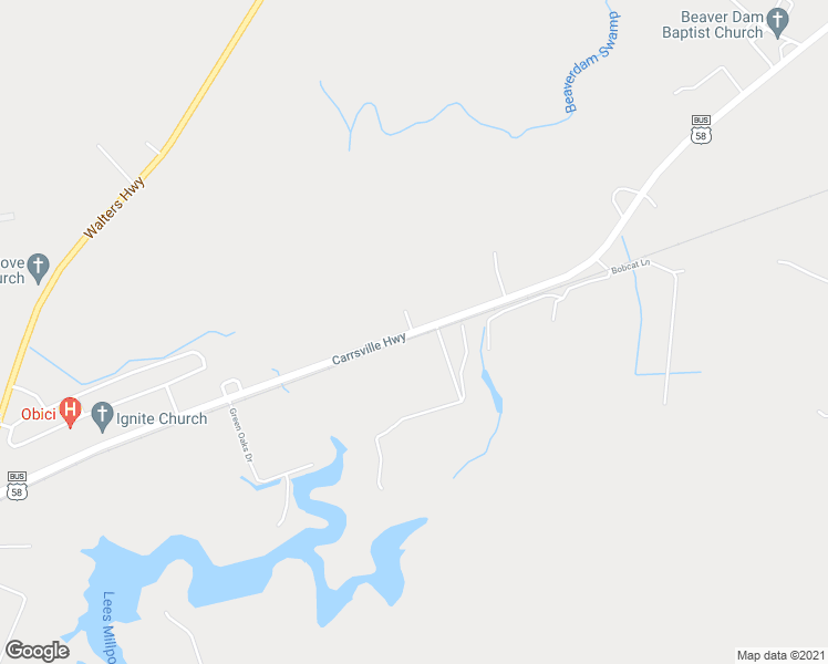 map of restaurants, bars, coffee shops, grocery stores, and more near 2617 Carrsville Highway in Franklin