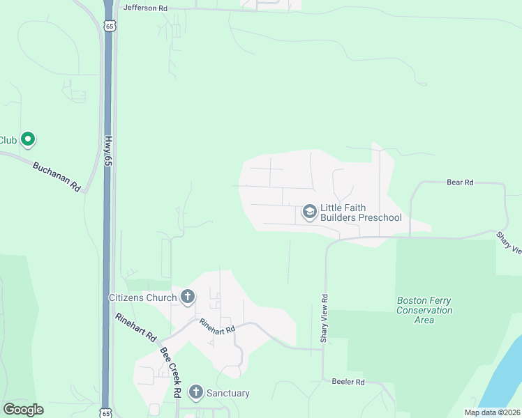 map of restaurants, bars, coffee shops, grocery stores, and more near 88 Bull Run Road in Branson