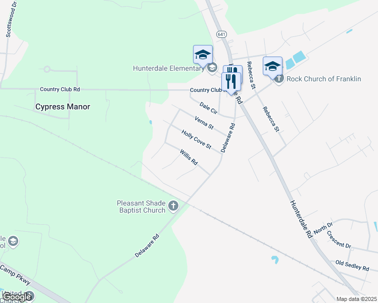 map of restaurants, bars, coffee shops, grocery stores, and more near 210 Willis Road in Franklin