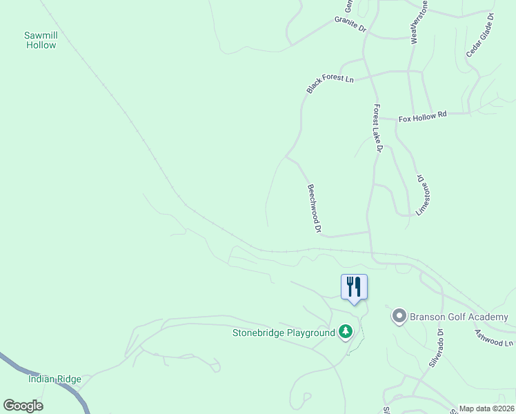 map of restaurants, bars, coffee shops, grocery stores, and more near Black Forest Lane in Reeds Spring