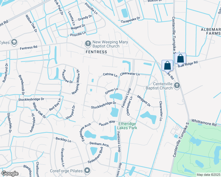 map of restaurants, bars, coffee shops, grocery stores, and more near 1224 Graver Lane in Chesapeake