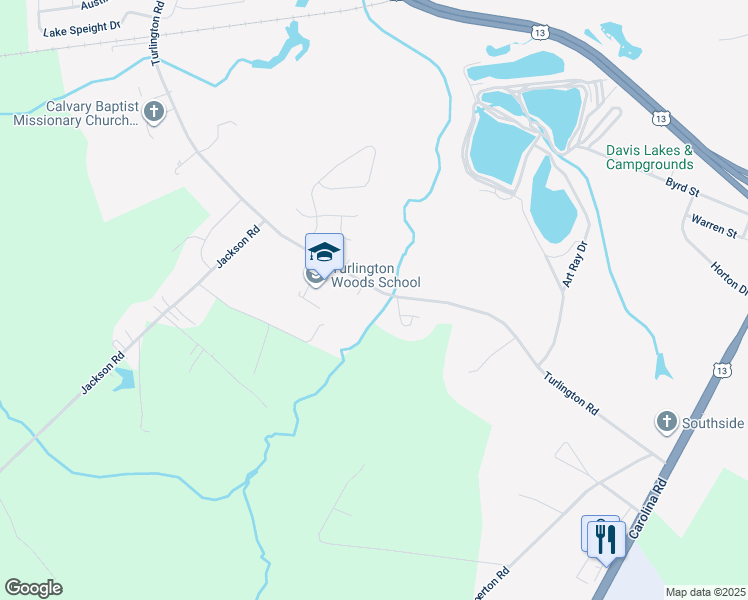 map of restaurants, bars, coffee shops, grocery stores, and more near 649 Turlington Road in Suffolk