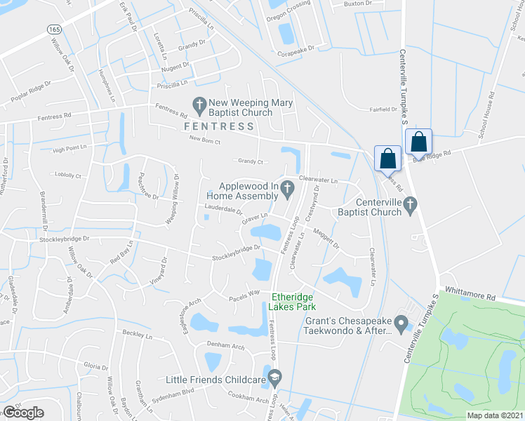 map of restaurants, bars, coffee shops, grocery stores, and more near 1232 Graver Lane in Chesapeake