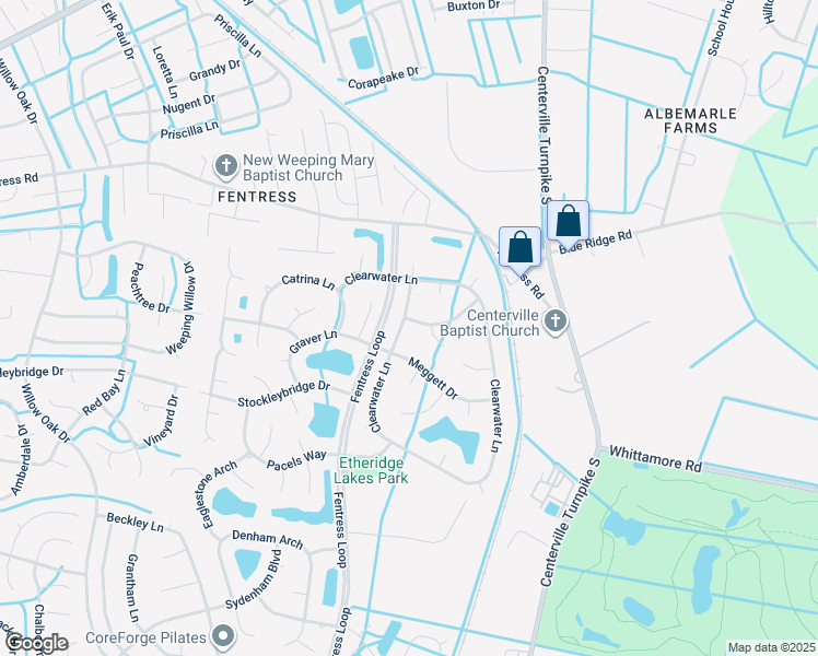 map of restaurants, bars, coffee shops, grocery stores, and more near 1301 Crosswood Lane in Chesapeake