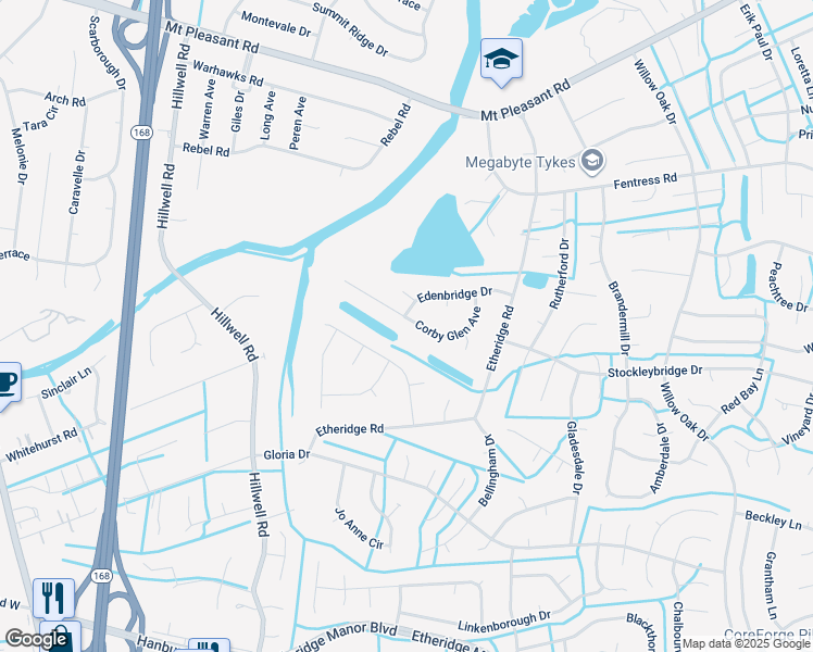 map of restaurants, bars, coffee shops, grocery stores, and more near 641 Corby Glen Avenue in Chesapeake