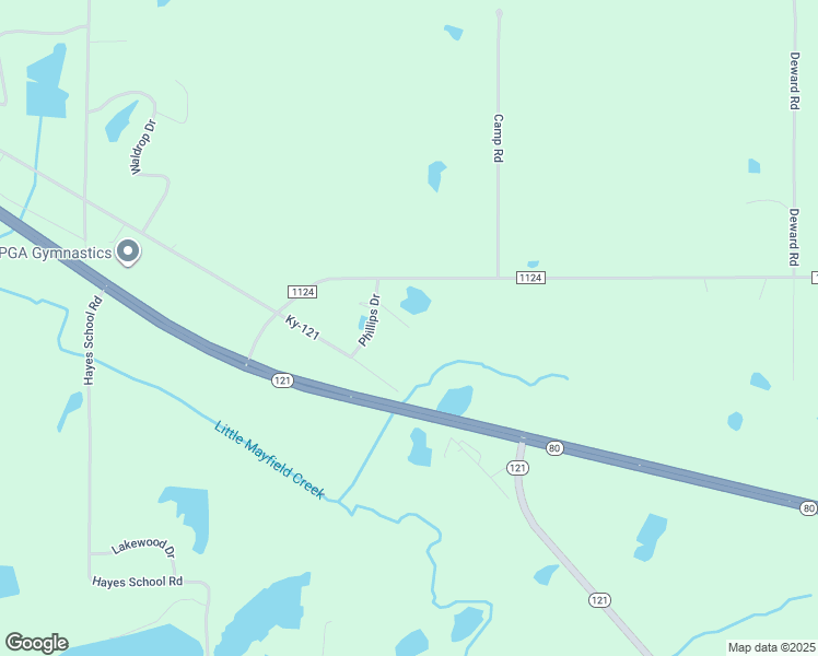 map of restaurants, bars, coffee shops, grocery stores, and more near 198 Phillips Lane in Mayfield