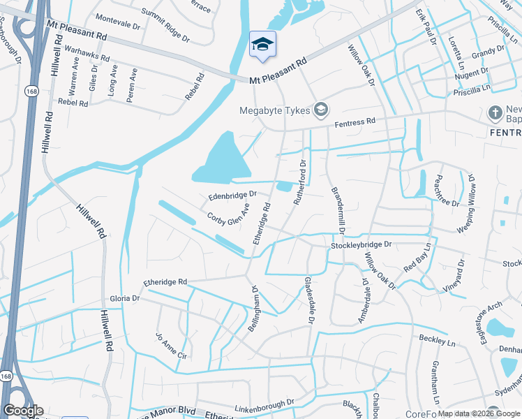 map of restaurants, bars, coffee shops, grocery stores, and more near 608 Etheridge Road in Chesapeake