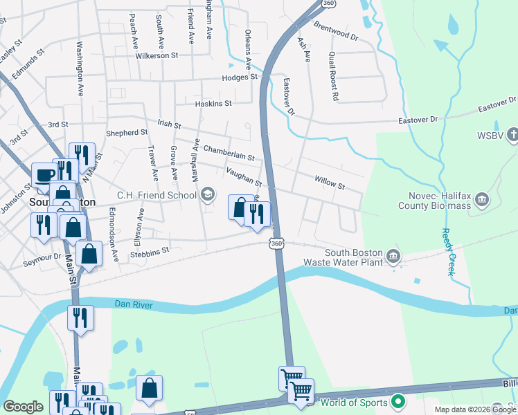 map of restaurants, bars, coffee shops, grocery stores, and more near 600-698 Riley Ave in South Boston