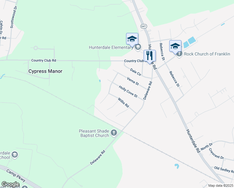 map of restaurants, bars, coffee shops, grocery stores, and more near 304 Willis Road in Franklin