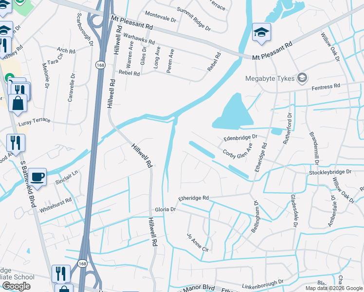 map of restaurants, bars, coffee shops, grocery stores, and more near 603 Broadwinsor Crescent in Chesapeake
