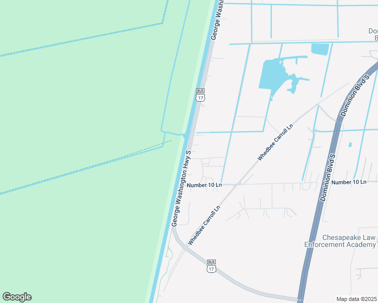 map of restaurants, bars, coffee shops, grocery stores, and more near 952 George Washington Highway South in Chesapeake
