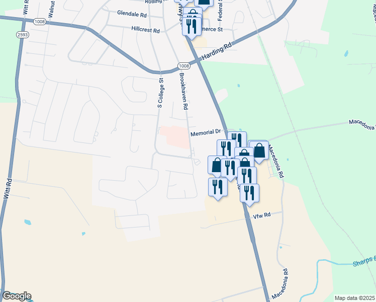 map of restaurants, bars, coffee shops, grocery stores, and more near 1118 Brookhaven Road in Franklin