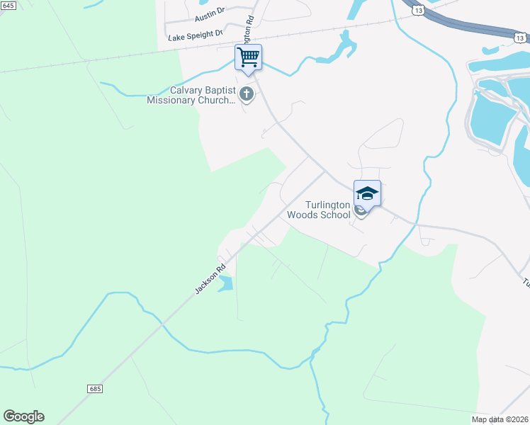 map of restaurants, bars, coffee shops, grocery stores, and more near 2518 Jackson Road in Suffolk