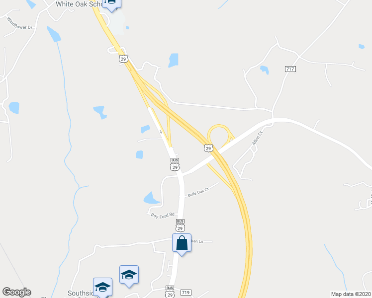 map of restaurants, bars, coffee shops, grocery stores, and more near 6380 U.S. 29 in Blairs