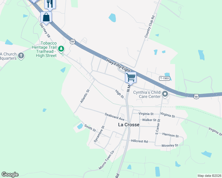 map of restaurants, bars, coffee shops, grocery stores, and more near 118 High Street in La Crosse