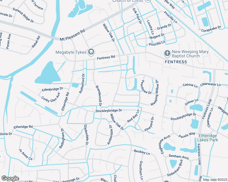 map of restaurants, bars, coffee shops, grocery stores, and more near 616 Willow Oak Drive in Chesapeake