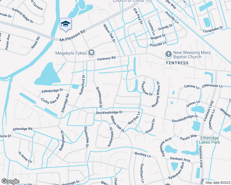 map of restaurants, bars, coffee shops, grocery stores, and more near 616 Willow Oak Drive in Chesapeake