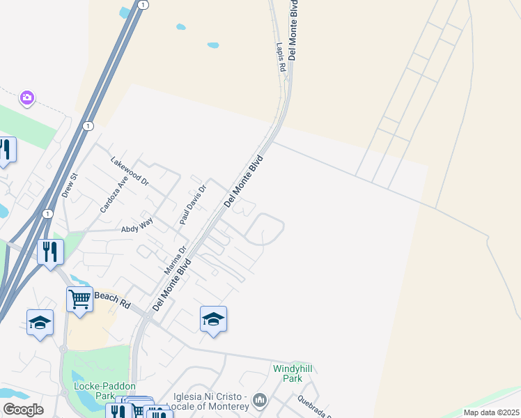 map of restaurants, bars, coffee shops, grocery stores, and more near 262 Cosky Drive in Marina