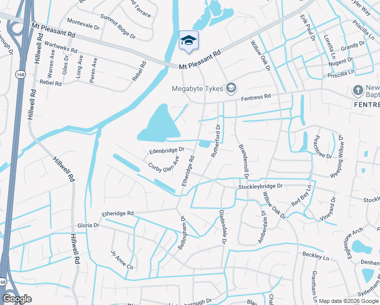 map of restaurants, bars, coffee shops, grocery stores, and more near 608 Etheridge Road in Chesapeake
