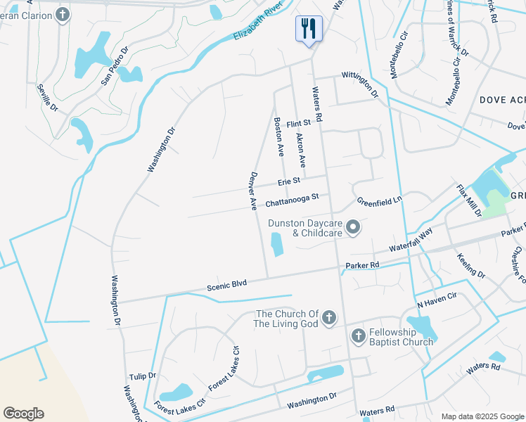 map of restaurants, bars, coffee shops, grocery stores, and more near 956A Chattanooga Street in Chesapeake