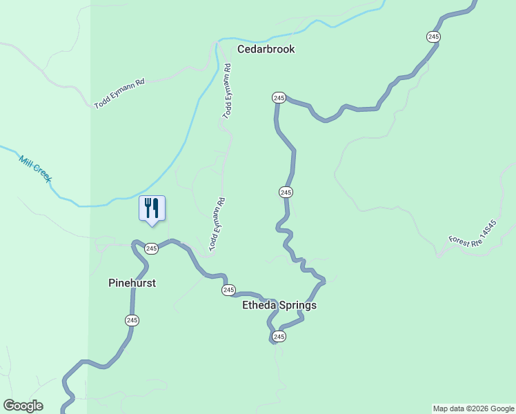 map of restaurants, bars, coffee shops, grocery stores, and more near 52865 California 245 in Miramonte