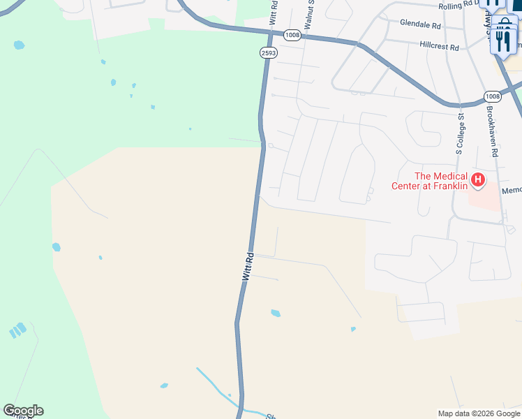 map of restaurants, bars, coffee shops, grocery stores, and more near 1400-1598 Witt Road in Franklin