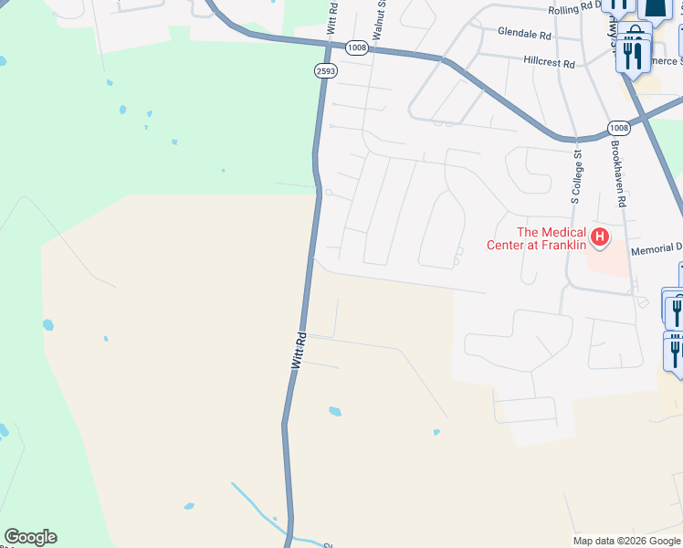 map of restaurants, bars, coffee shops, grocery stores, and more near 100 Perdue Road in Franklin