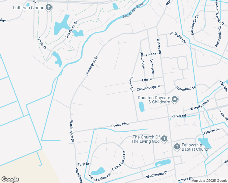 map of restaurants, bars, coffee shops, grocery stores, and more near 1033 Chattanooga Street in Chesapeake