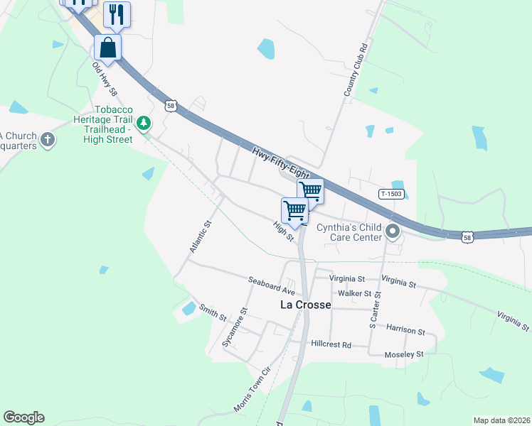 map of restaurants, bars, coffee shops, grocery stores, and more near 118 High Street in La Crosse
