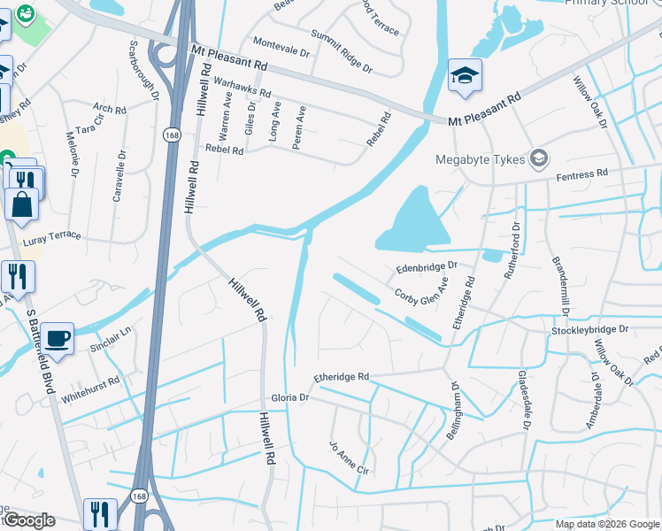 map of restaurants, bars, coffee shops, grocery stores, and more near 603 Broadwinsor Crescent in Chesapeake