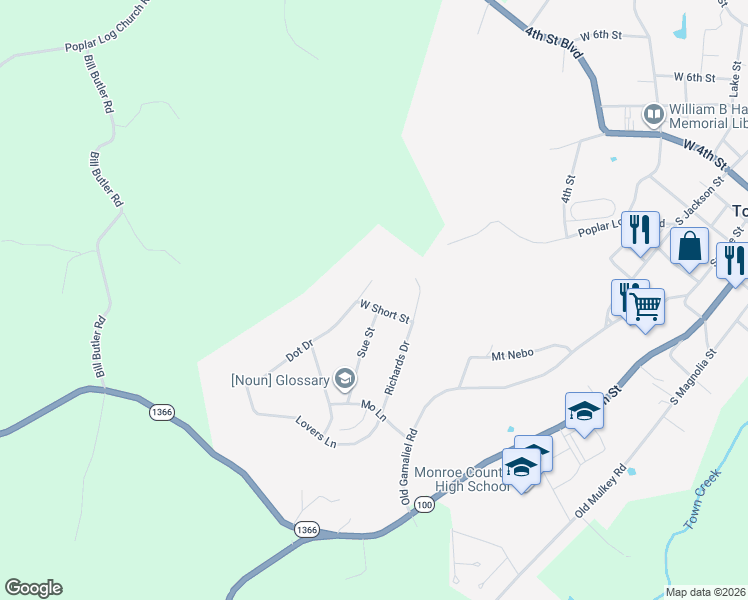 map of restaurants, bars, coffee shops, grocery stores, and more near 201-299 West Short Street in Tompkinsville