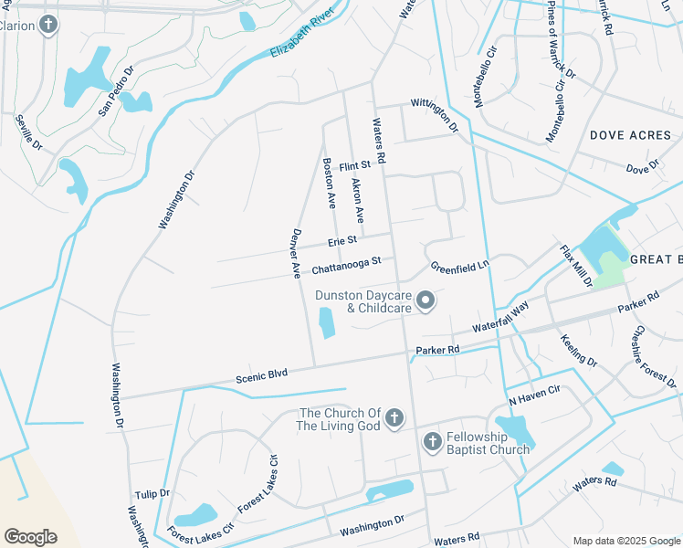 map of restaurants, bars, coffee shops, grocery stores, and more near 942 Chattanooga Street in Chesapeake