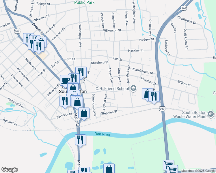 map of restaurants, bars, coffee shops, grocery stores, and more near 700-824 Traver Avenue in South Boston