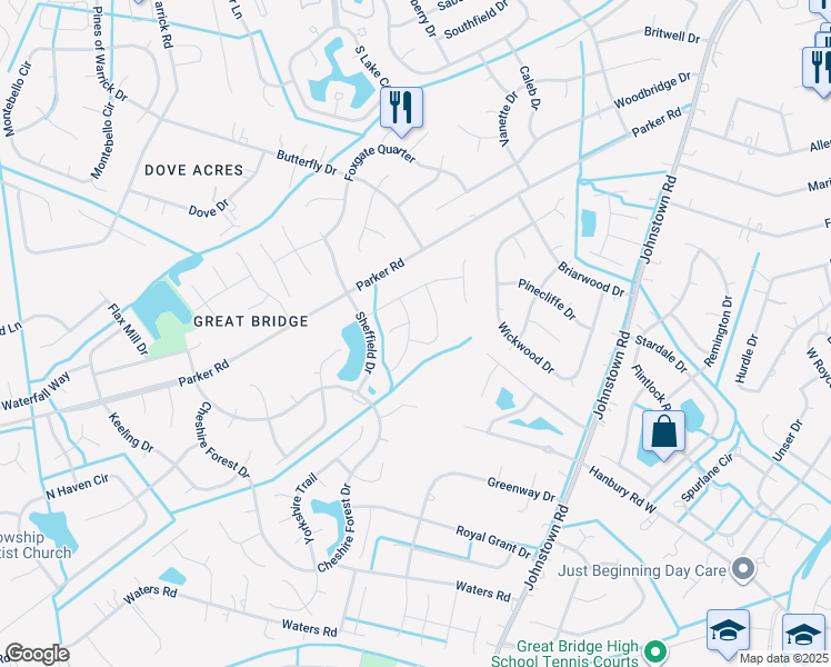 map of restaurants, bars, coffee shops, grocery stores, and more near 528 Liverpool Court in Chesapeake