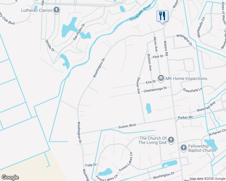 map of restaurants, bars, coffee shops, grocery stores, and more near 1057 Chattanooga Street in Chesapeake