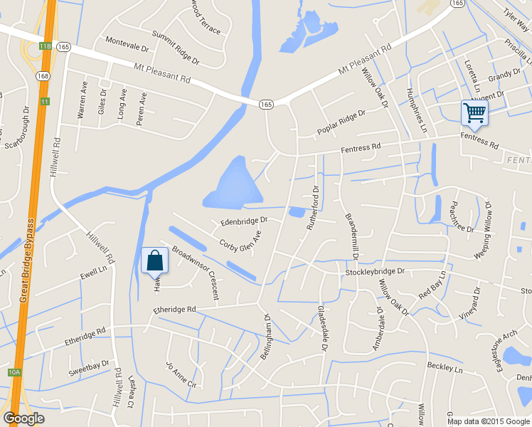 map of restaurants, bars, coffee shops, grocery stores, and more near 744 Edenbridge Drive in Chesapeake
