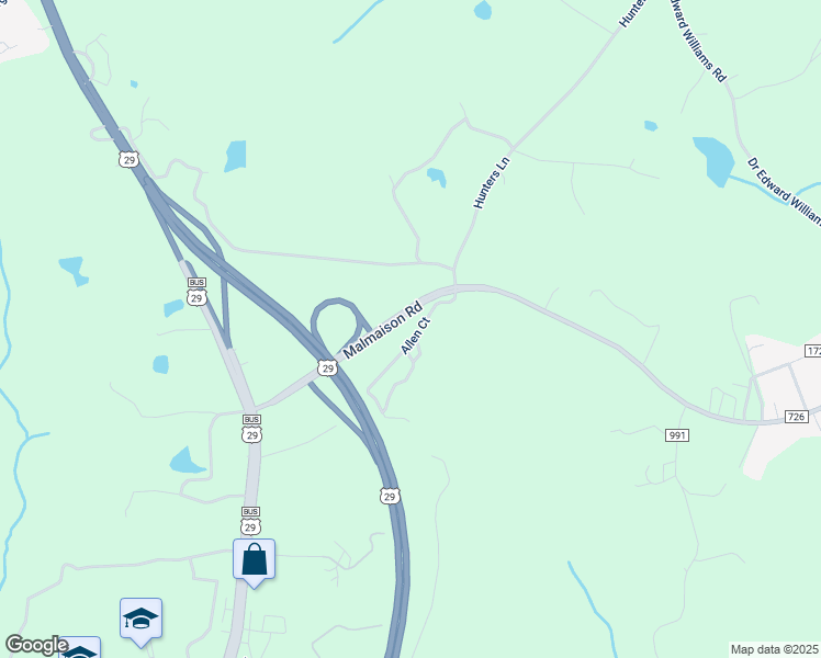 map of restaurants, bars, coffee shops, grocery stores, and more near 281 Allen Court in Blairs