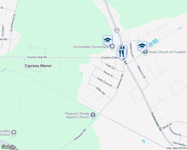 map of restaurants, bars, coffee shops, grocery stores, and more near 509 Trail Road in Franklin