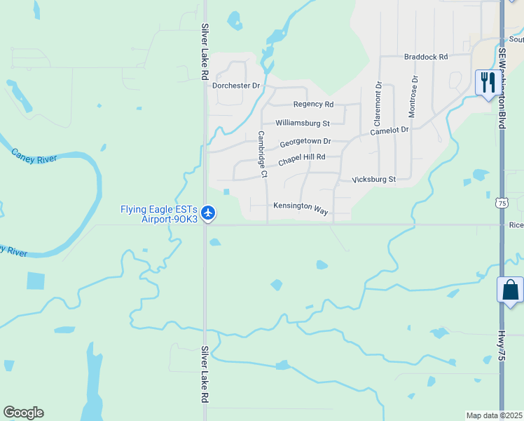 map of restaurants, bars, coffee shops, grocery stores, and more near 3305 Southeast Kensington Court in Bartlesville