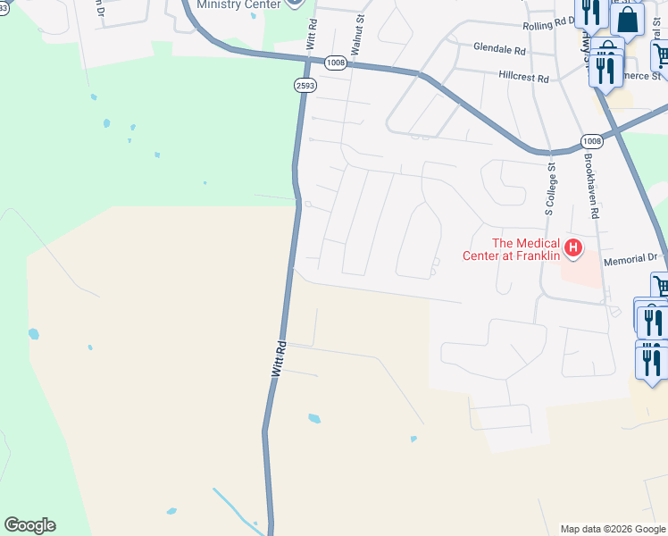 map of restaurants, bars, coffee shops, grocery stores, and more near 100-438 Perdue Road in Franklin