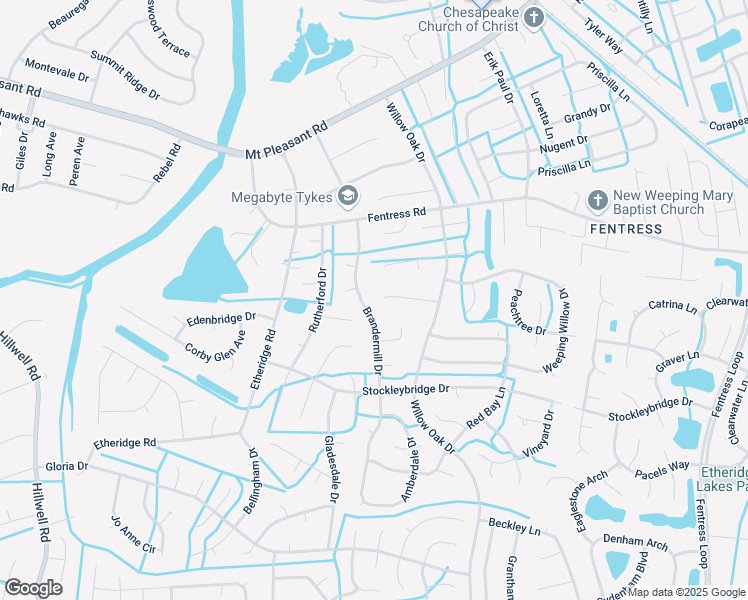 map of restaurants, bars, coffee shops, grocery stores, and more near 801 Loblolly Court in Chesapeake
