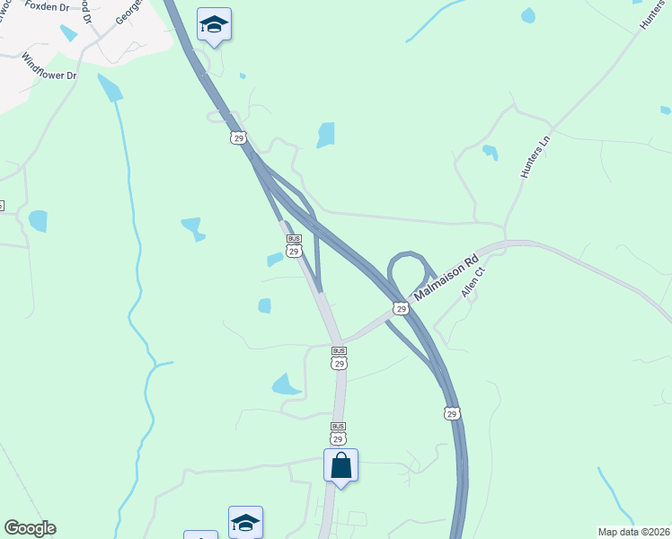 map of restaurants, bars, coffee shops, grocery stores, and more near 6472 U.S. 29 in Blairs