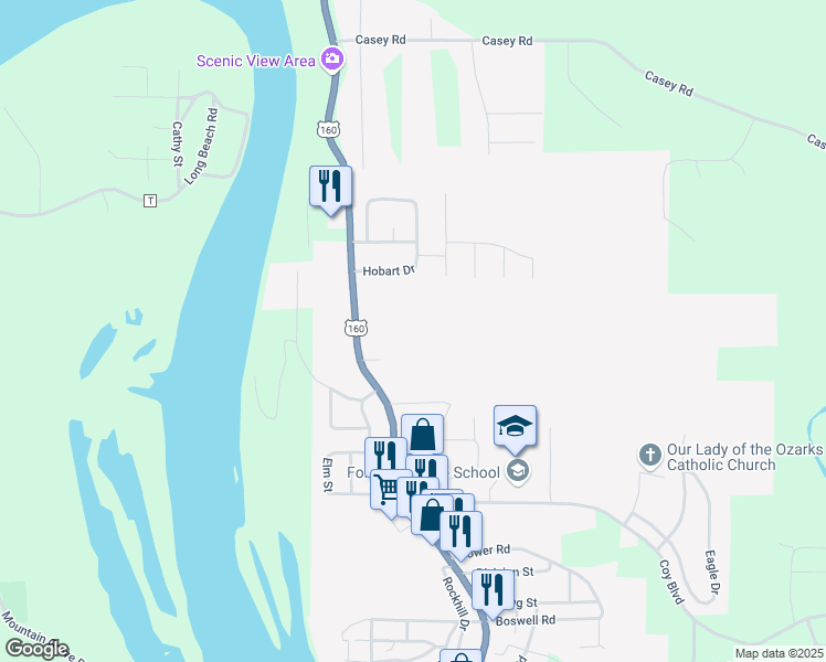 map of restaurants, bars, coffee shops, grocery stores, and more near 234 Hobart Drive in Forsyth