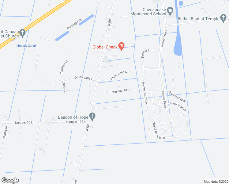 map of restaurants, bars, coffee shops, grocery stores, and more near 808 Majestic Court in Chesapeake