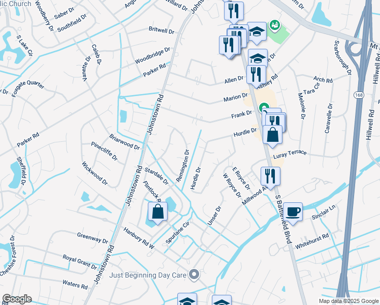 map of restaurants, bars, coffee shops, grocery stores, and more near 728 Remington Drive in Chesapeake