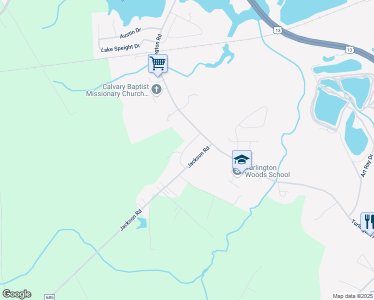 map of restaurants, bars, coffee shops, grocery stores, and more near 123 Meadows Landing Lane in Suffolk