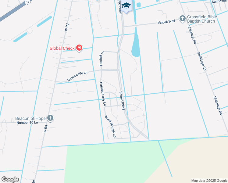 map of restaurants, bars, coffee shops, grocery stores, and more near Bellflower Way in Chesapeake