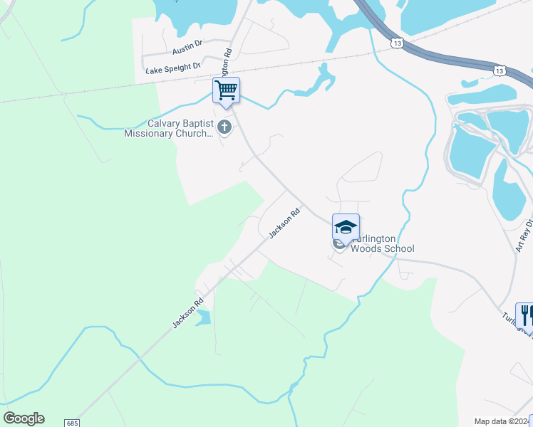 map of restaurants, bars, coffee shops, grocery stores, and more near 123 Meadows Landing Lane in Suffolk